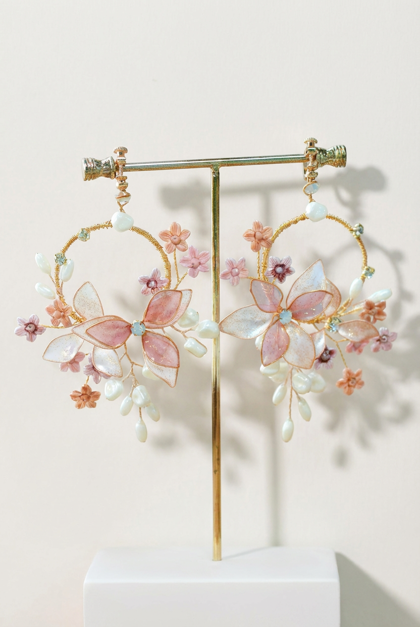 Noor Floral Hoop Earrings