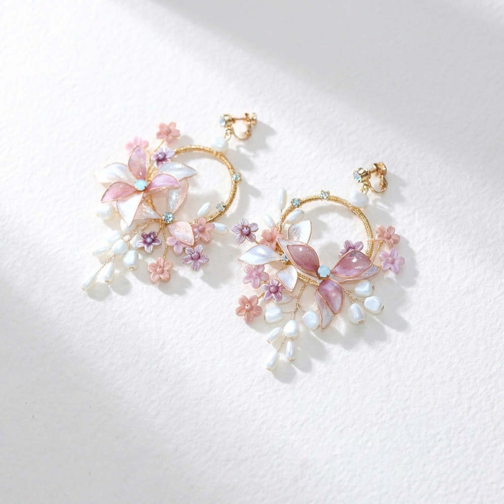 Noor Floral Hoop Earrings
